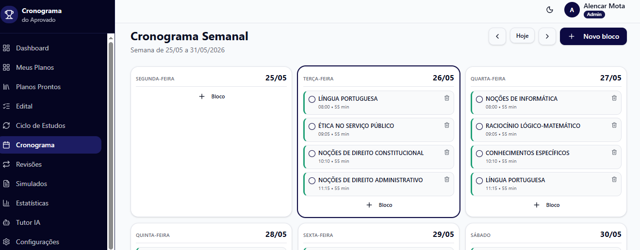 Cronograma Semanal